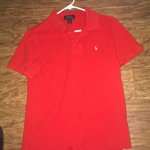 Red polo shirt